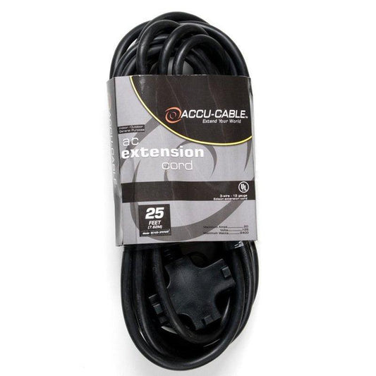 Accu-Cable 10ft AC Power Cable with tri-tap (12 AWG, Black) - EC-123-3FER10